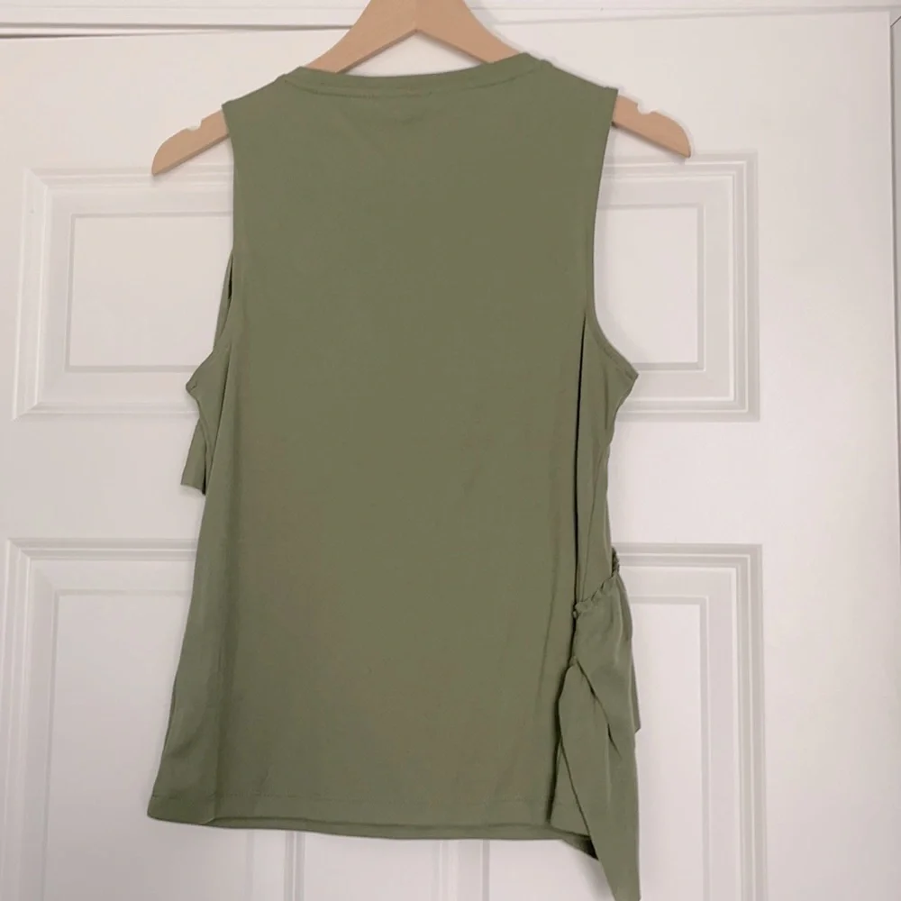 J.Crew Drapey Olive Ruffle Tank